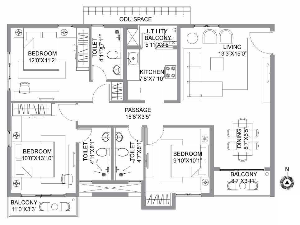 Layout image of 3BHK Apartment
